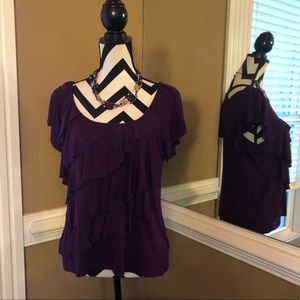 AB Studios Ruffled Purple Blouse